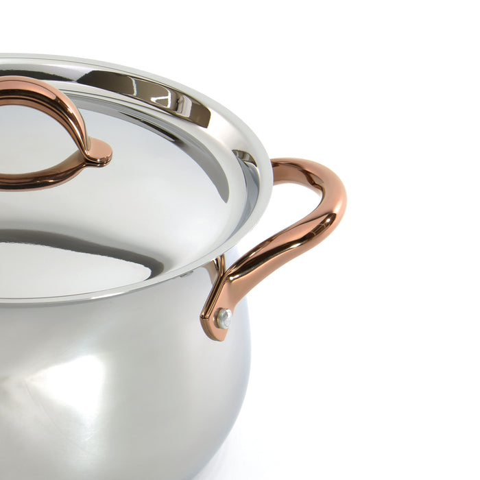 Image 6 of Shopberghoff Ouro Gold 11Pc 18/10 Stainless Steel Cookware Set, SS Lids, Rose Gold Handles