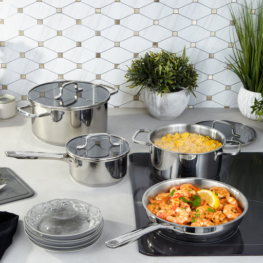 Image 2 of Shopberghoff DiNA Helix 18/10 Stainless Steel 7pc Cookware Set with Glass Lids, Recycled