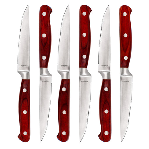 Image 1 of Shopberghoff Pakka Stainless Steel 6Pc Steak Knife Set 4.75", Pakka Wood
