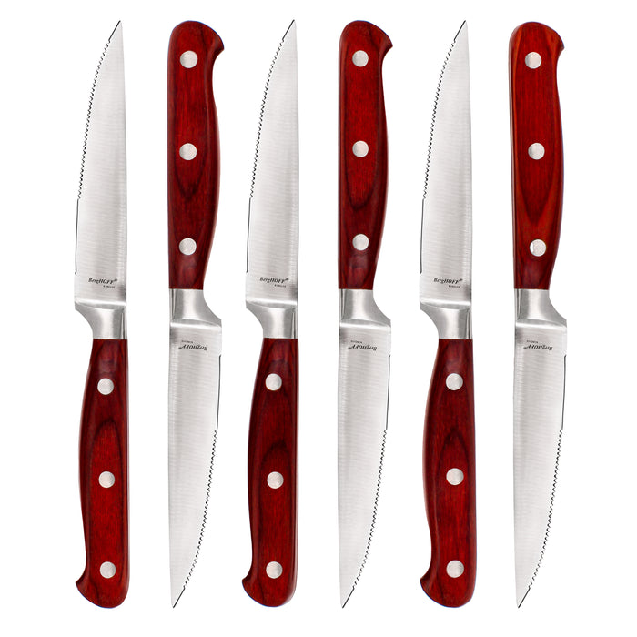 Image 5 of Pakka Wood 7pc Stainless Steel Steak Knife Set with Wood Case