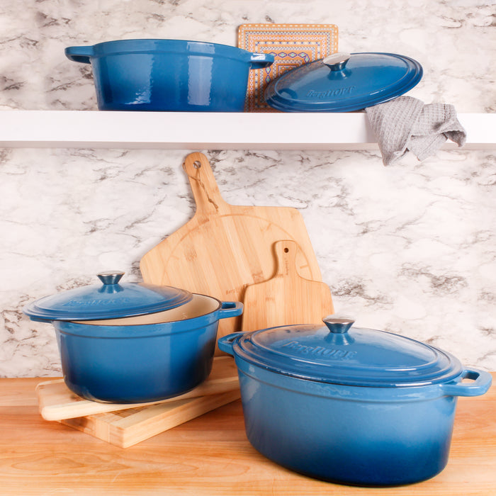 Image 7 of Shopberghoff Neo Cast Iron 8qt. Oval Dutch Oven 13" with Lid, Blue