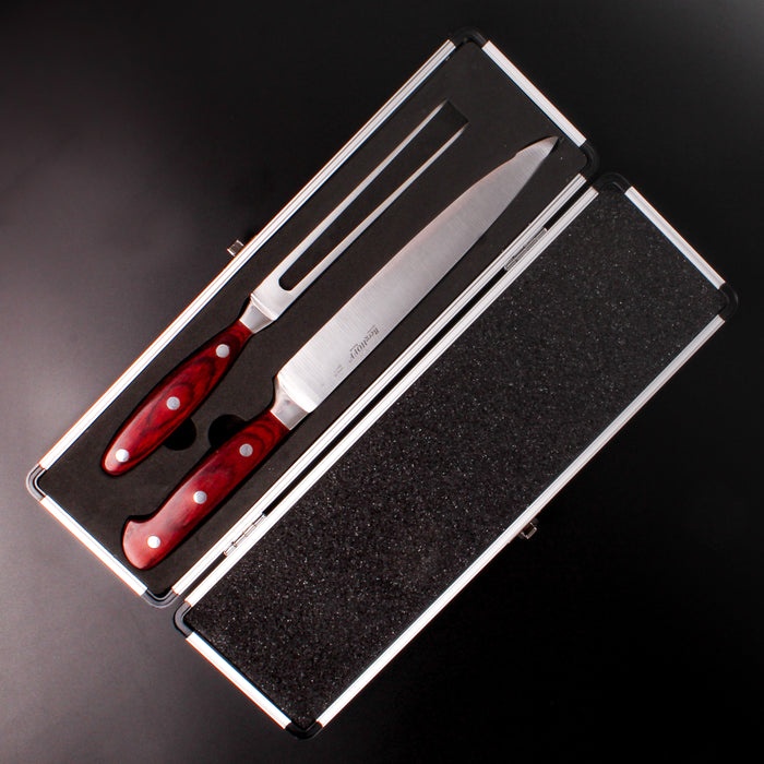 Image 9 of Shopberghoff Pakka Wood 3Pc Stainless Steel Carving Set with Case
