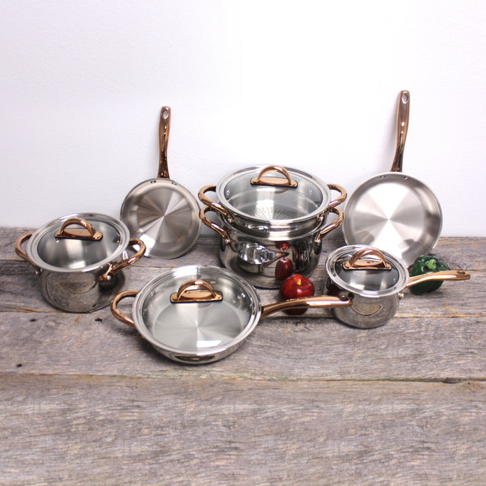 Image 2 of Shopberghoff Ouro Gold 11Pc 18/10 Stainless Steel Cookware Set with Glass Lids