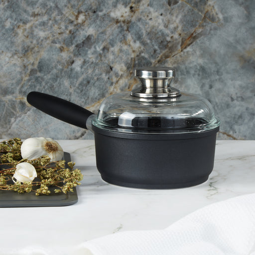 Image 1 of EuroCAST Cast Aluminum Nonstick 7" Sauce Pan 1.5qt., Glass Lid