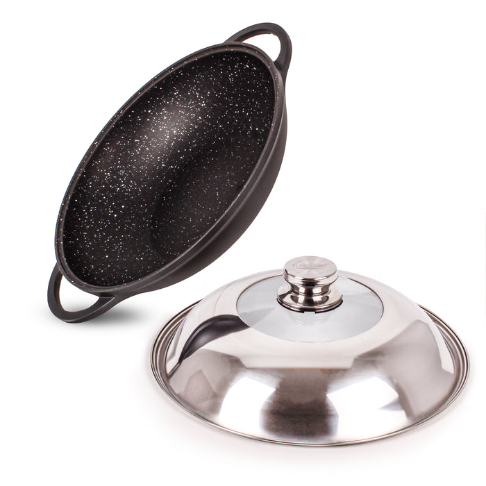Image 8 of EuroCAST Cast Aluminum Nonstick 12.5" Wok 5qt. with Lid