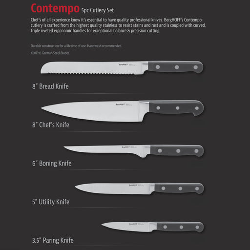 Image 2 of Shopberghoff Contempo 5Pc German Steel Knife Set