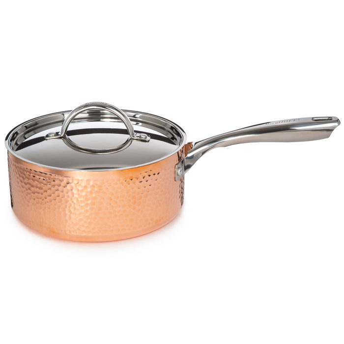 Image 4 of Shopberghoff Vintage 10pc Tri-Ply Copper Cookware Set with Lids, Hammered