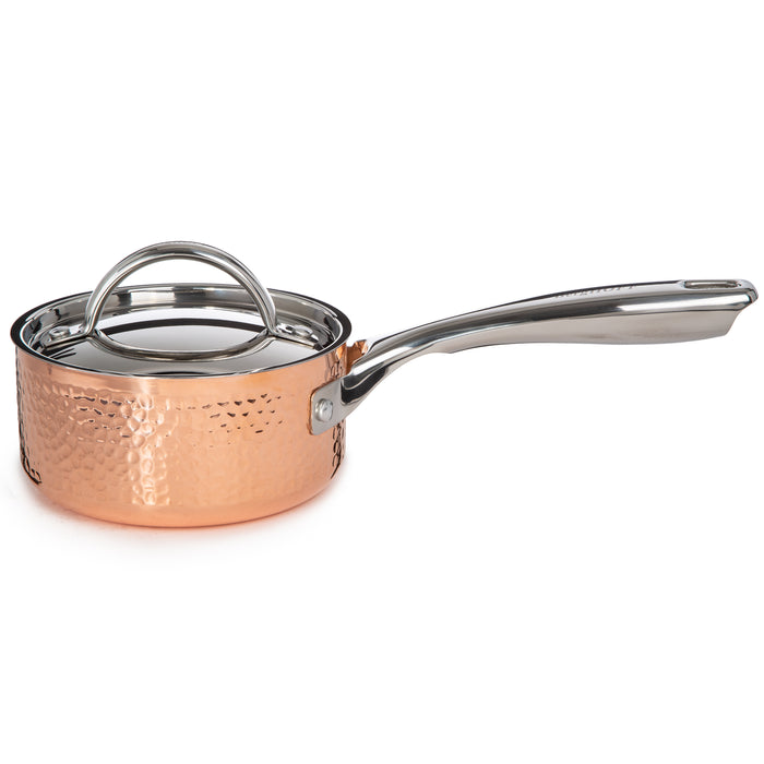 Image 8 of Shopberghoff Vintage 10pc Tri-Ply Copper Cookware Set with Lids, Hammered