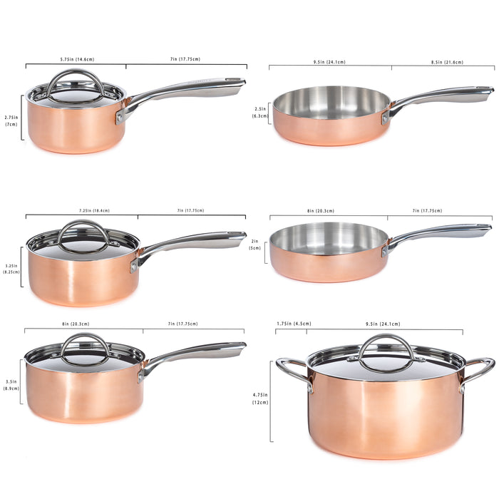 Image 9 of Shopberghoff Vintage 10pc Tri-Ply Copper Cookware Set with Lids, Polished