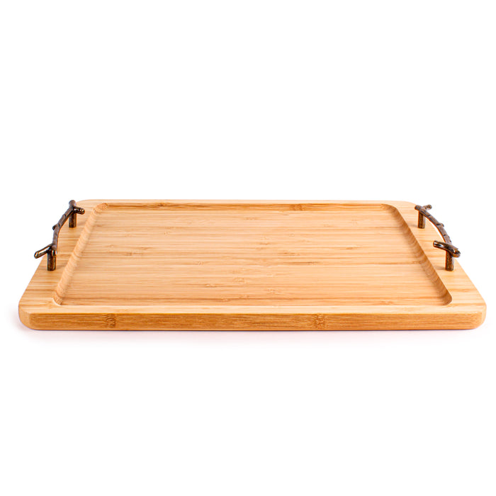 Image 1 of Shopberghoff Bamboo Tray with wrought Iron Handles, 15.5"