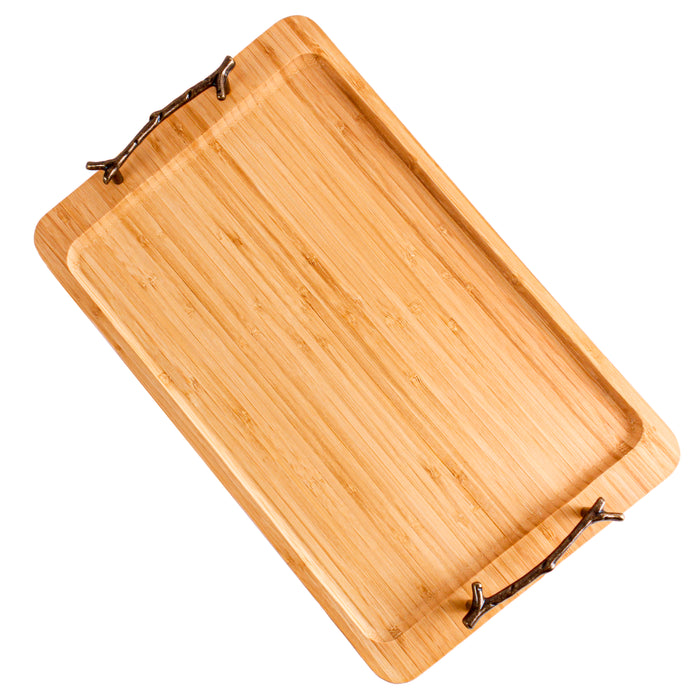 Image 2 of Shopberghoff Bamboo Tray with wrought Iron Handles, 15.5"