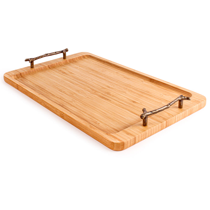 Image 3 of Shopberghoff Bamboo Tray with wrought Iron Handles, 15.5"