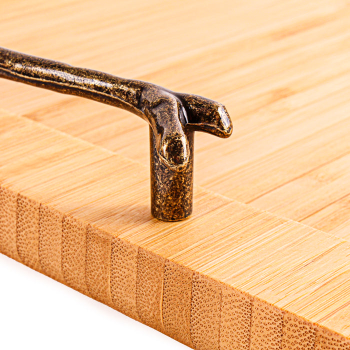 Image 4 of Shopberghoff Bamboo Tray with wrought Iron Handles, 15.5"