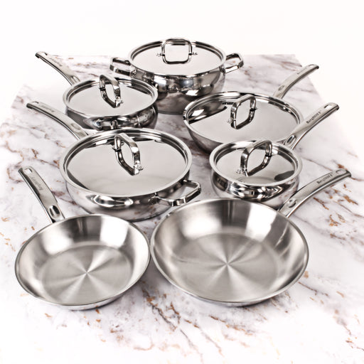 Image 1 of Shopberghoff Belly Shape 12pc 18/10 Stainless Steel Cookware Set, SS Lids
