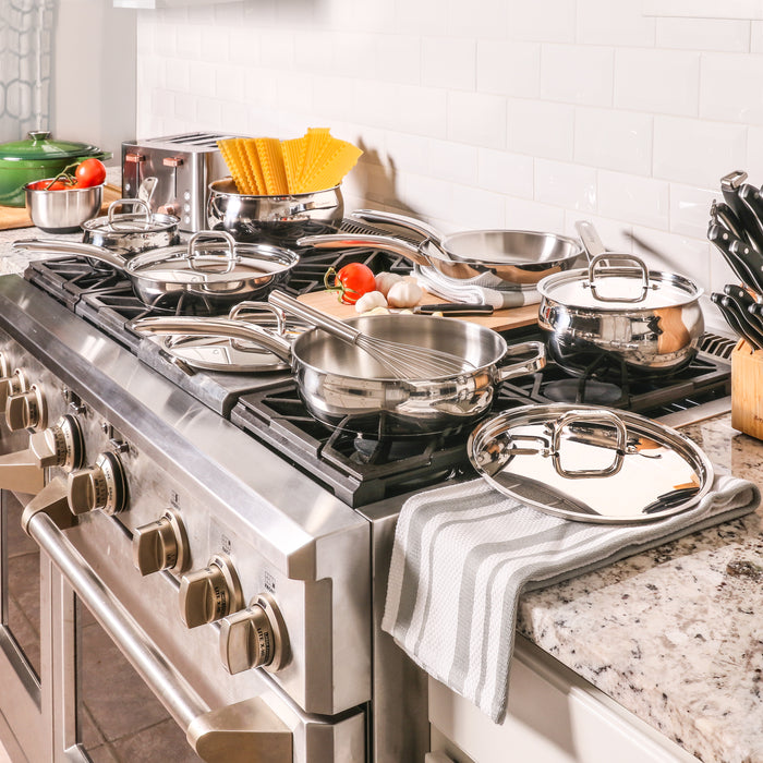 Image 3 of Shopberghoff Belly Shape 12pc 18/10 Stainless Steel Cookware Set, SS Lids