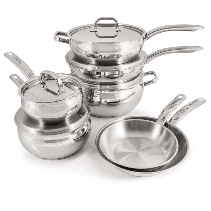 Image 5 of Shopberghoff Belly Shape 12pc 18/10 Stainless Steel Cookware Set, SS Lids