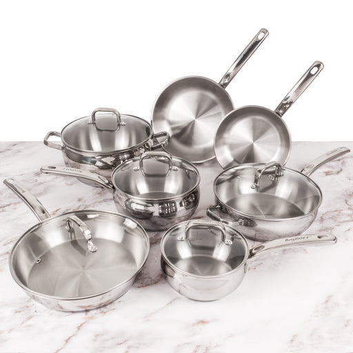 Image 1 of Shopberghoff Belly Shape 12pc 18/10 Stainless Steel Cookware Set, Glass Lids