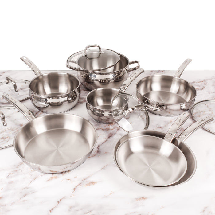 Image 3 of Shopberghoff Belly Shape 12pc 18/10 Stainless Steel Cookware Set, Glass Lids