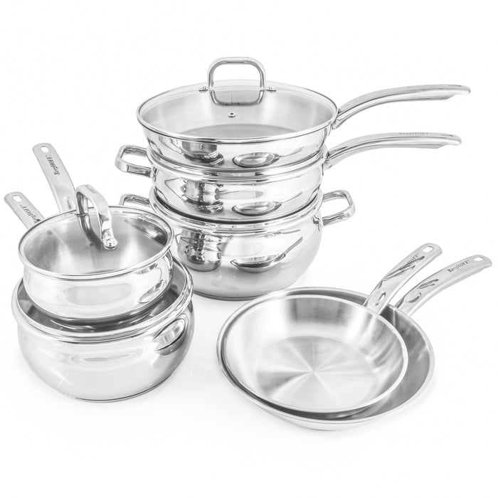 Image 5 of Shopberghoff Belly Shape 12pc 18/10 Stainless Steel Cookware Set, Glass Lids
