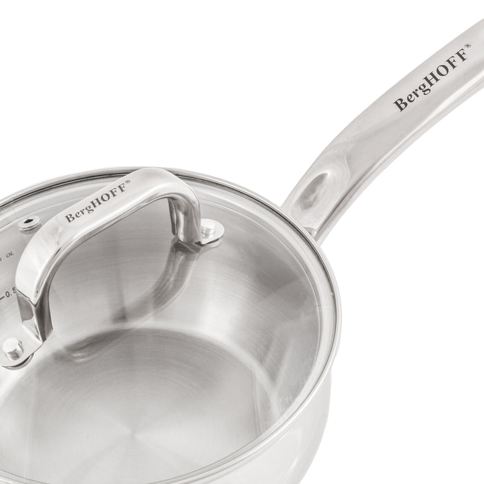 Image 5 of Shopberghoff Belly Shape 18/10 Stainless Steel 8" Sauce Pan with Glass Lid, 3.2qt.