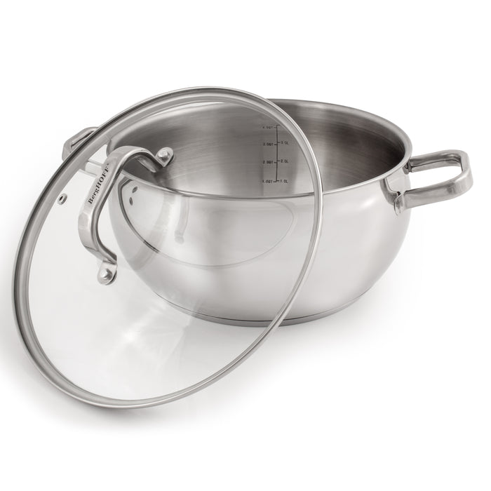 Image 2 of Shopberghoff Belly Shape 18/10 Stainless Steel 9.5" Stock Pot with Glass Lid, 5.5qt.