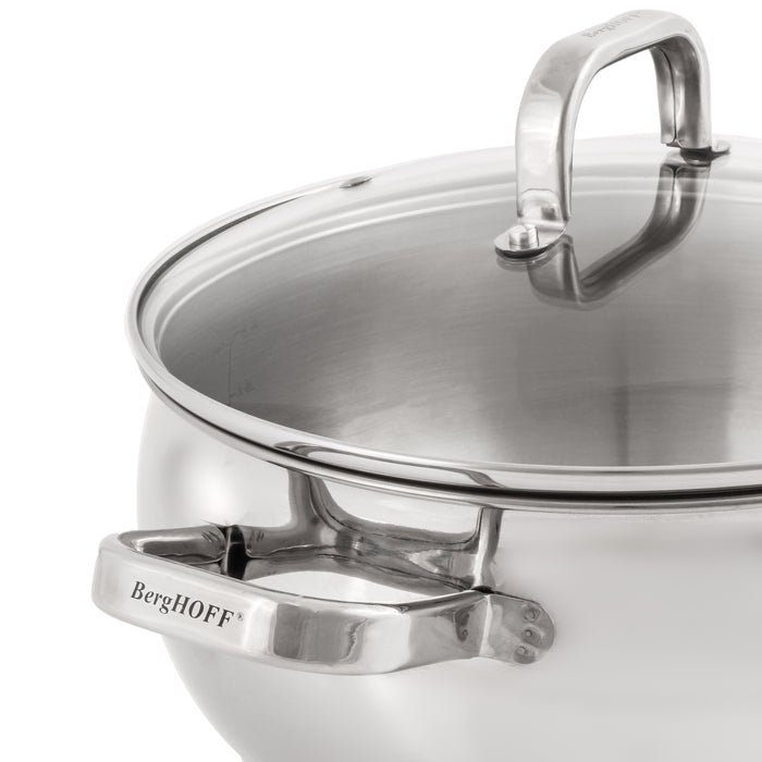 Image 3 of Shopberghoff Belly Shape 18/10 Stainless Steel 9.5" Stock Pot with Glass Lid, 5.5qt.