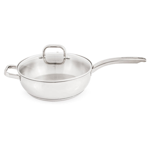 Image 1 of Shopberghoff Belly Shape 18/10 Stainless Steel 9.5" Deep Skillet with Glass Lid