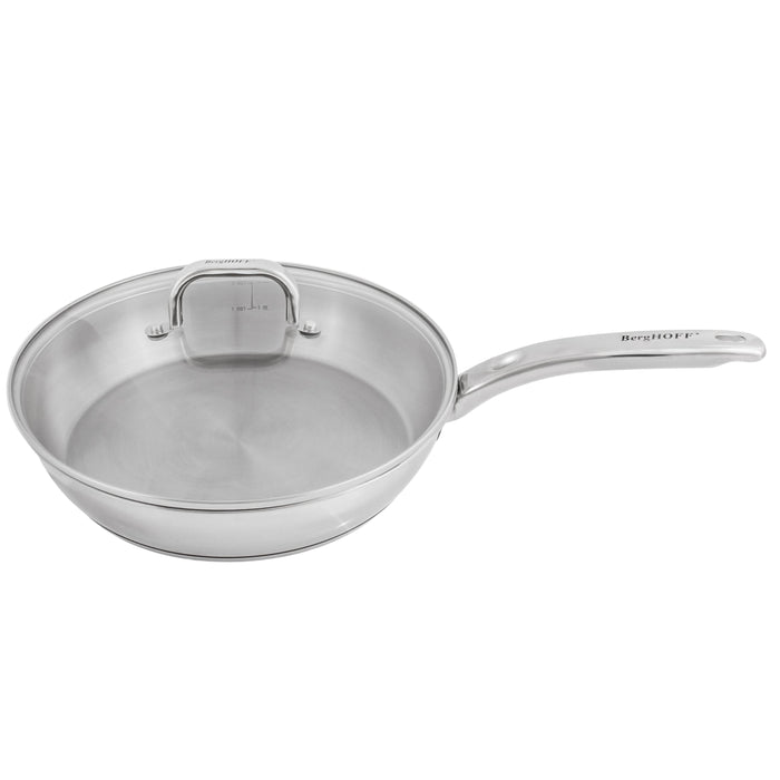 Image 1 of Shopberghoff Belly Shape 18/10 Stainless Steel 10.5" Skillet with Glass Lid, 2.5qt.