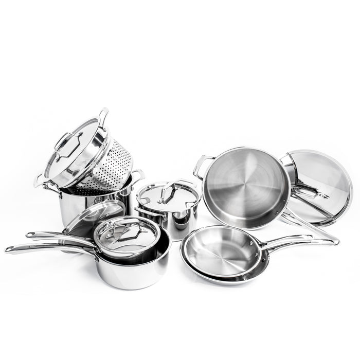 Image 2 of Shopberghoff Professional 13pc Tri-Ply 18/10 Stainless Steel Cookware Set with SS Lids