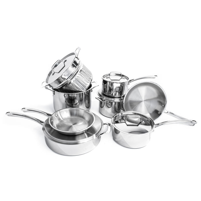 Image 3 of Shopberghoff Professional 13pc Tri-Ply 18/10 Stainless Steel Cookware Set with SS Lids