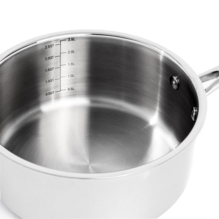 Image 3 of Shopberghoff Professional Tri-Ply 18/10 Stainless Steel 8" Saucepan with SS Lid, 3.3qt.