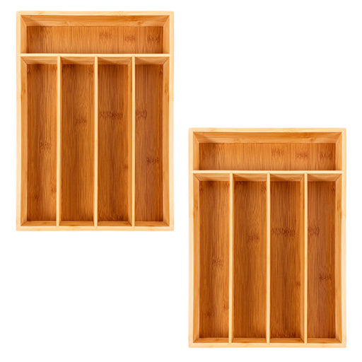 Image 1 of Shopberghoff Bamboo 5-Slot Flatware Organizers, Set of Two