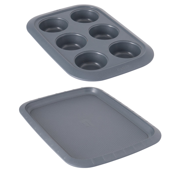 Image 5 of GEM Non-stick 3Pc Bakeware Set , Small Cookie Sheet, Cupcake Pan and Pie Pan