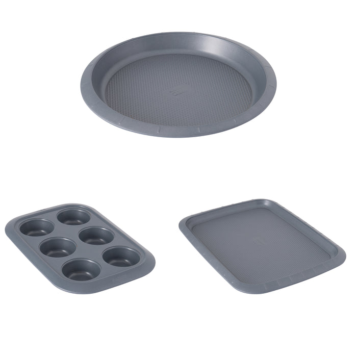 Image 1 of GEM Non-stick 3Pc Bakeware Set , Small Cookie Sheet, Cupcake Pan and Pie Pan