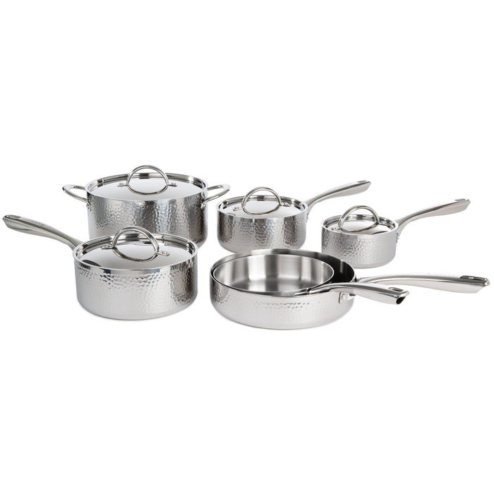 Image 6 of Shopberghoff Vintage 10Pc Tri-Ply 18/10 Stainless Steel Cookware Set, Hammered