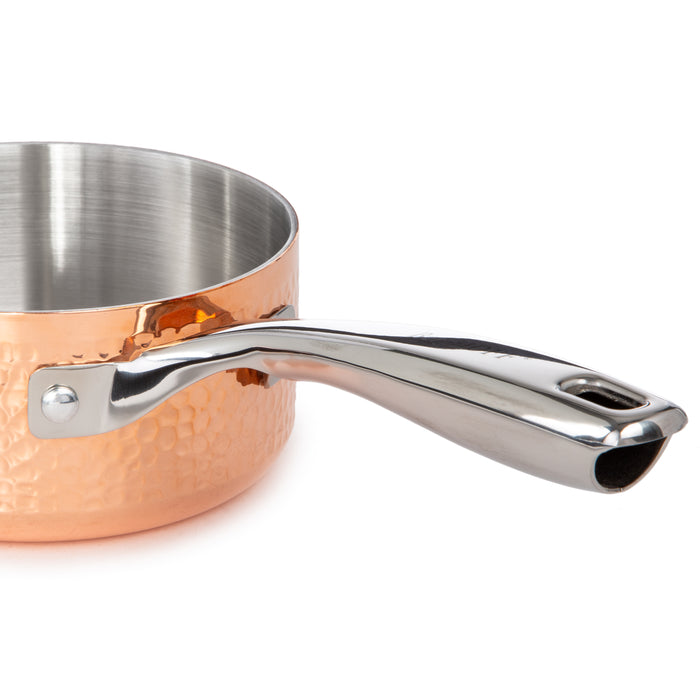 Image 4 of Shopberghoff Vintage Tri-Ply Copper 5.5" Saucepan 1qt. with Lid, Hammered