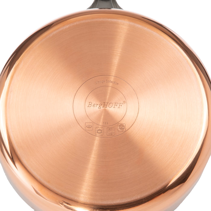 Image 4 of Shopberghoff Vintage Tri-Ply Copper 8" Saucepan 3qt. with Lid, Hammered