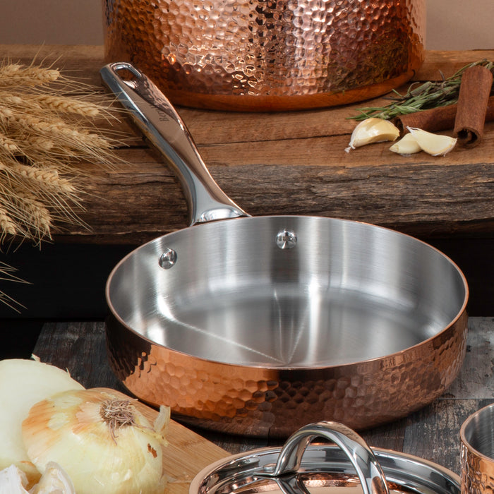 Image 2 of Shopberghoff Vintage Tri-Ply Copper 8" Deep Skillet, Hammered