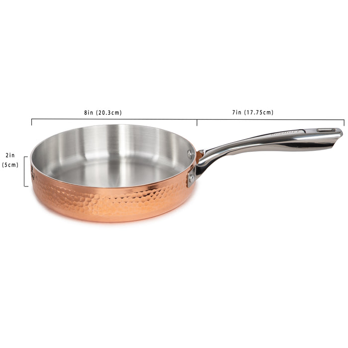 Image 3 of Shopberghoff Vintage Tri-Ply Copper 8" Deep Skillet, Hammered
