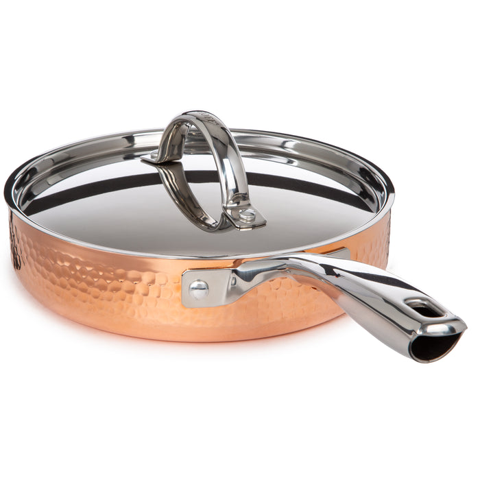 Image 4 of Shopberghoff Vintage Tri-Ply Copper 8" Deep Skillet, Hammered