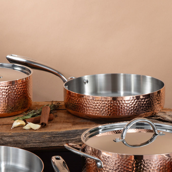 Image 2 of Shopberghoff Vintage Tri-Ply Copper 9.5" Deep Skillet, Hammered
