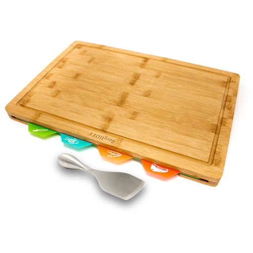 Image 1 of Aaron Probyn 5Pc Cheese Knife and Bamboo Board Set, Multicolored Inserts