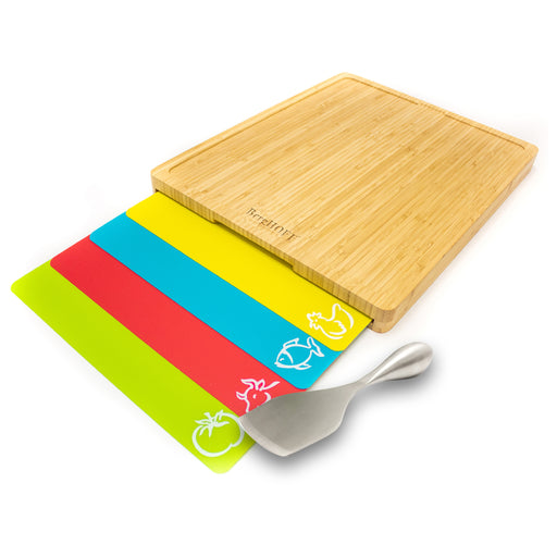 Image 1 of Aaron Probyn 5Pc Cheese Knife and Bamboo Board Set with Inserts, Multicolor