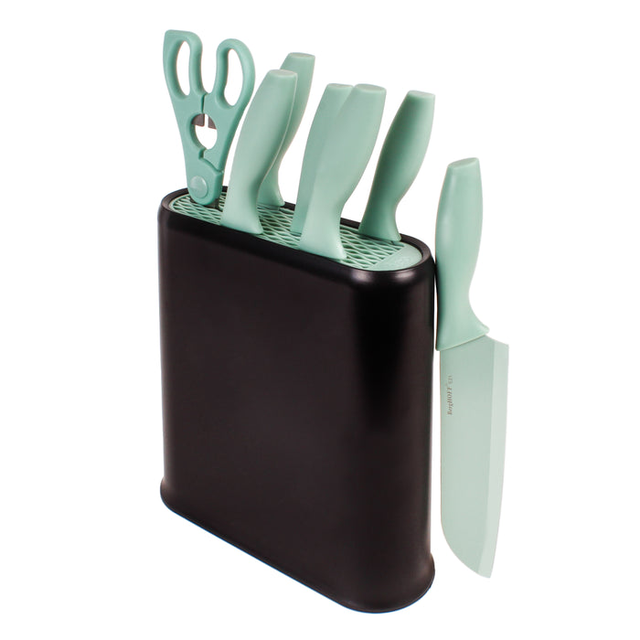 Image 1 of Shopberghoff 8Pc Stainless Steel Kitchen Knife Set with Universal Knife Block, Mint