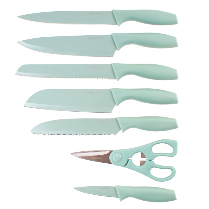 Image 2 of Shopberghoff 8Pc Stainless Steel Kitchen Knife Set with Universal Knife Block, Mint