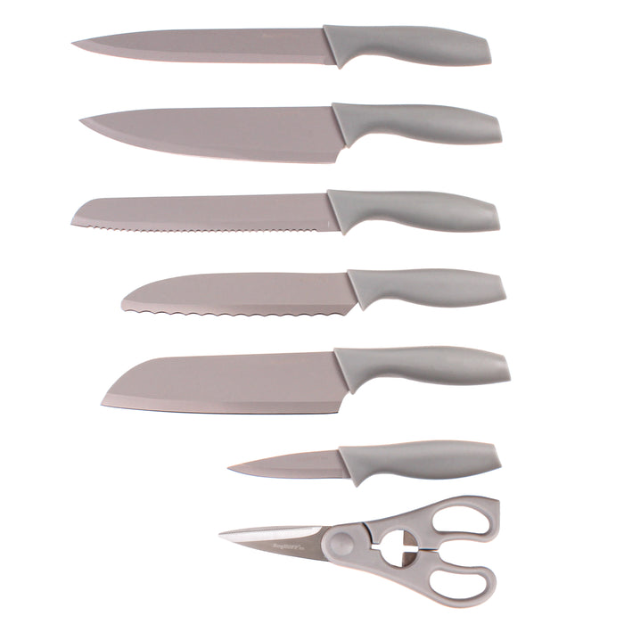 Image 2 of Shopberghoff 8Pc Stainless Steel Kitchen Knife Set with Universal Knife Block, Gray