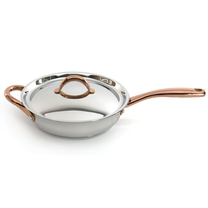 Image 6 of Ouro Gold 14pc 18/10 Stainless Steel Cookware Set, Rose Gold Handles, Metal Lids