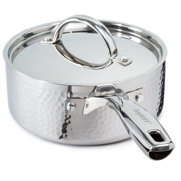 Image 3 of Vintage 13pc Tri-Ply 18/10 Stainless Steel Cookware with Spatulas Set, SS Lids, Hammered