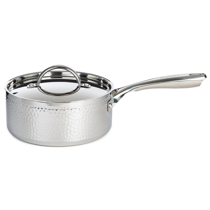 Image 4 of Vintage 13pc Tri-Ply 18/10 Stainless Steel Cookware with Spatulas Set, SS Lids, Hammered