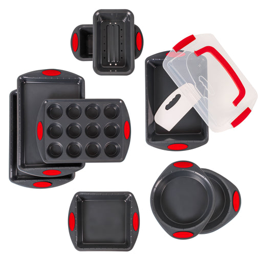 Image 2 of Shopberghoff 11Pc Perfect Slice Bakeware Set, Grey & Red